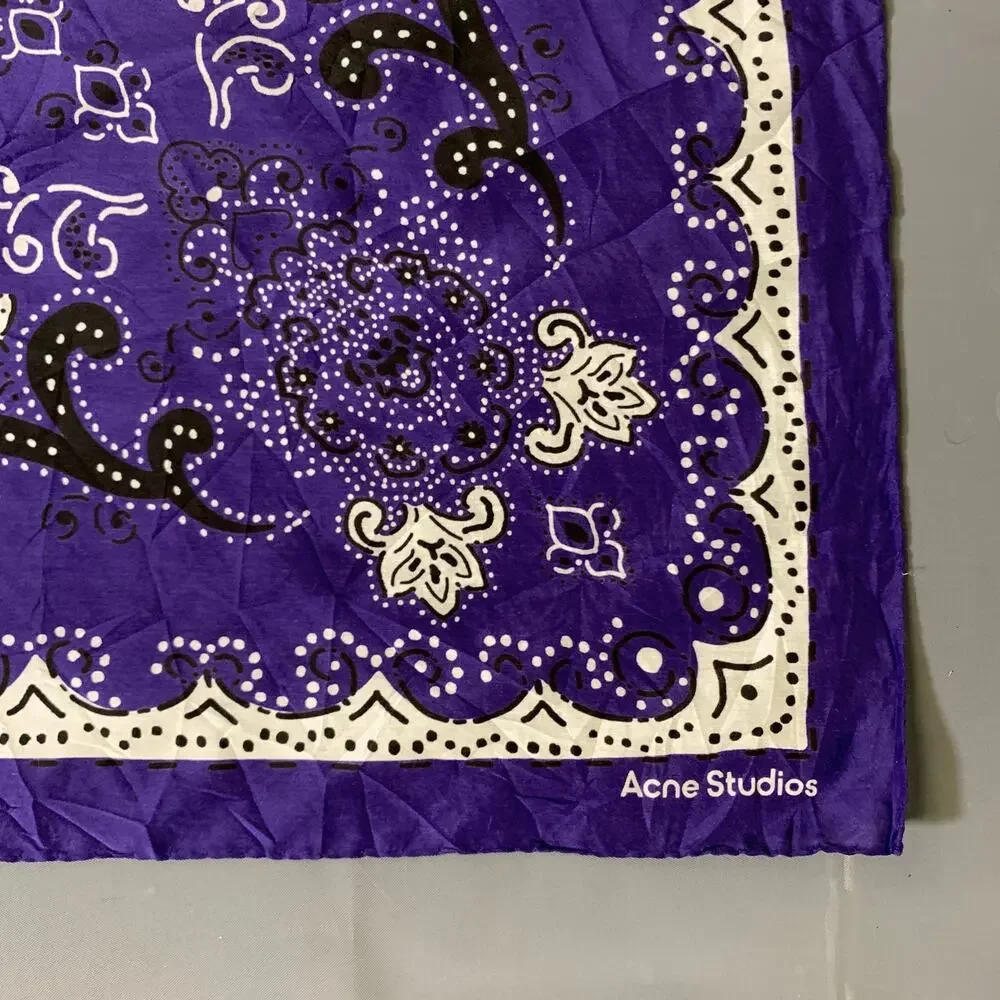 ACNE STUDIOS Purple Black & White Paisley Cotton Silk Scarves